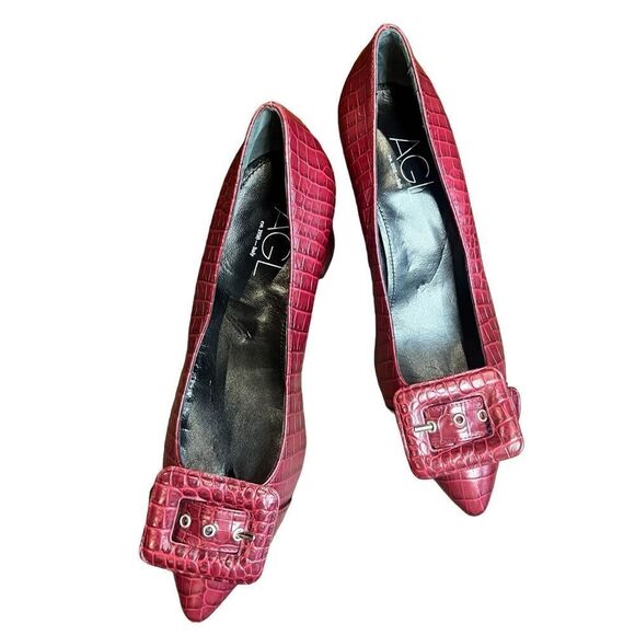 AGL Square Heel Pointed Toe Pump in Block Heel NWOB Size 39 1/2 or US 9 1/2 - Picture 1 of 8